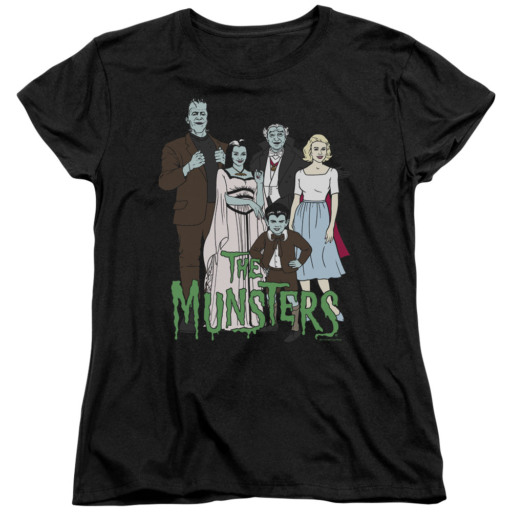 The Munsters - The Family - Short Sleeve Womens Tee - Black T-shirt