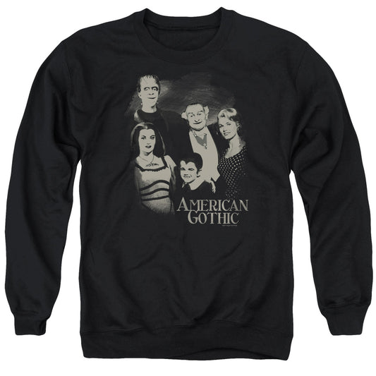 The Munsters - American Gothic - Adult Crewneck Sweatshirt - Black
