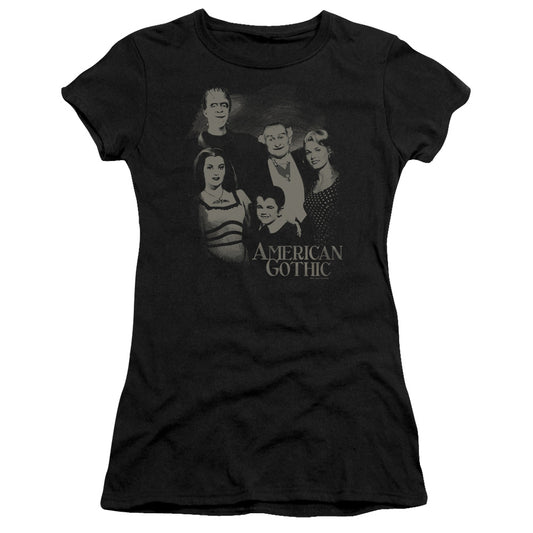 The Munsters - American Gothic - Short Sleeve Junior Sheer - Black T-shirt