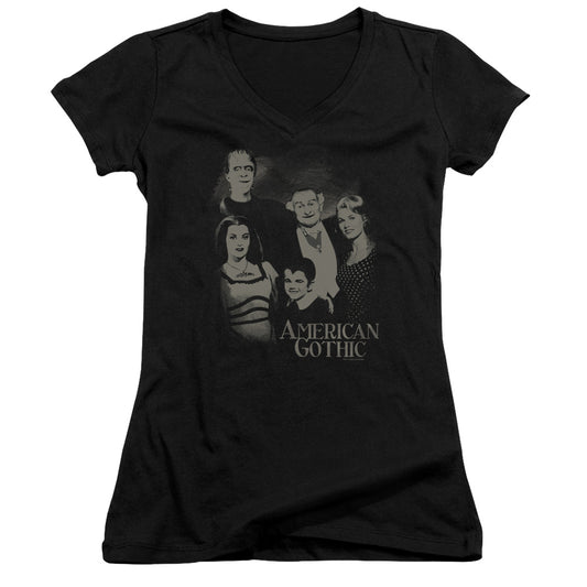 The Munsters - American Gothic - Junior V-neck - Black