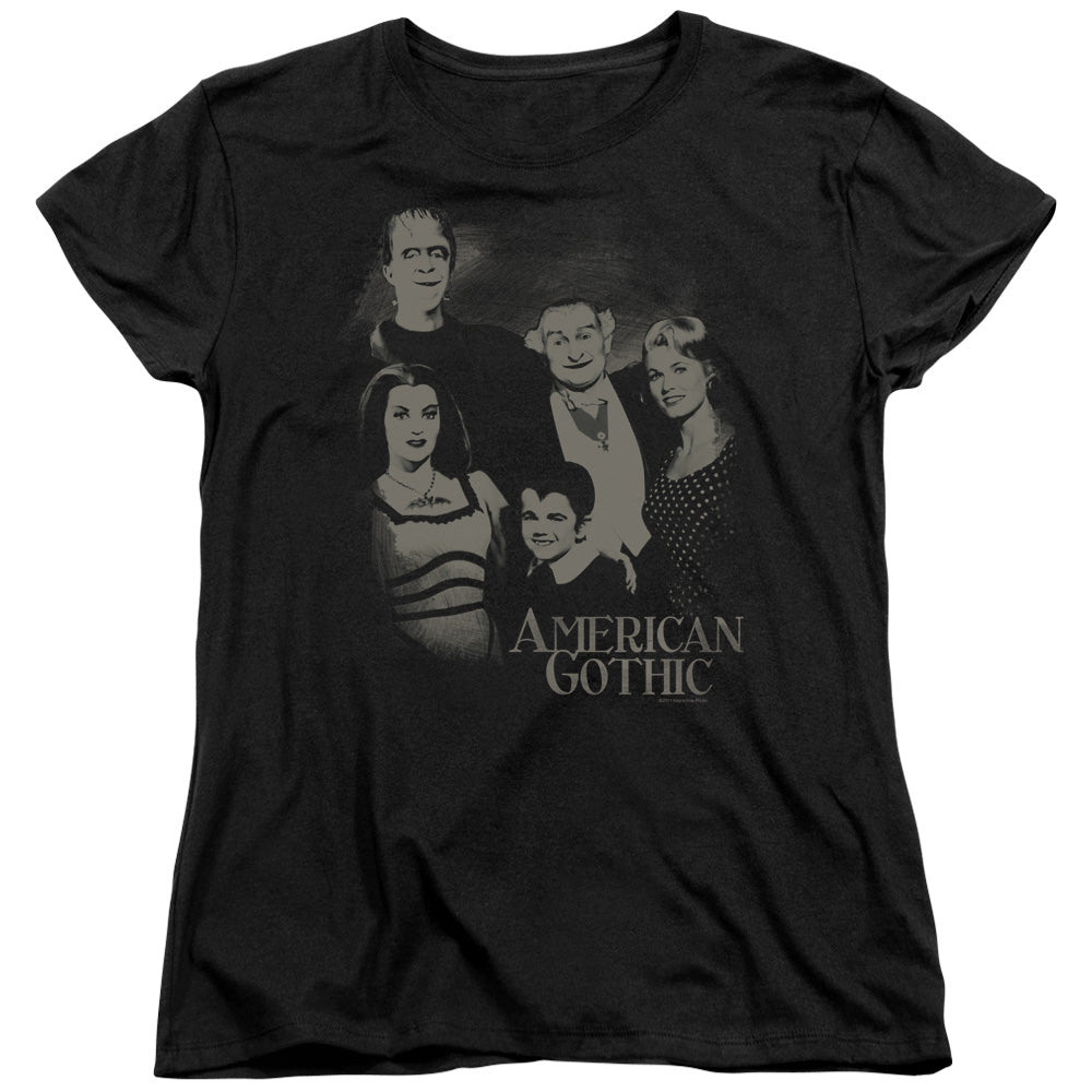 The Munsters - American Gothic - Short Sleeve Womens Tee - Black T-shirt