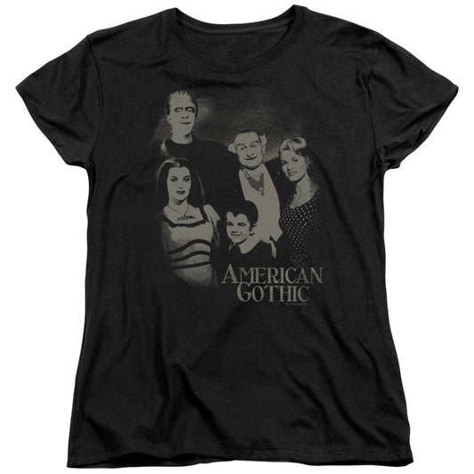 The Munsters - American Gothic - Short Sleeve Womens Tee - Black T-shirt