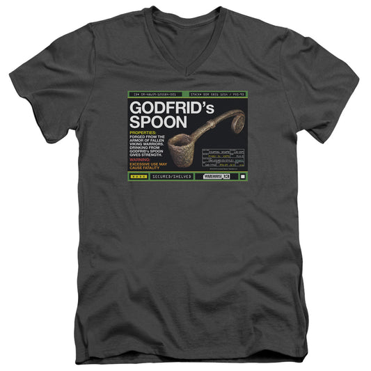 Warehouse 13 - Godfrid Spoon - Short Sleeve Adult V-neck - Charcoal T-shirt