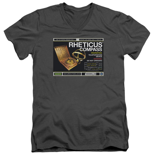 Warehouse 13 - Rheticus Compass - Short Sleeve Adult V-neck - Charcoal T-shirt