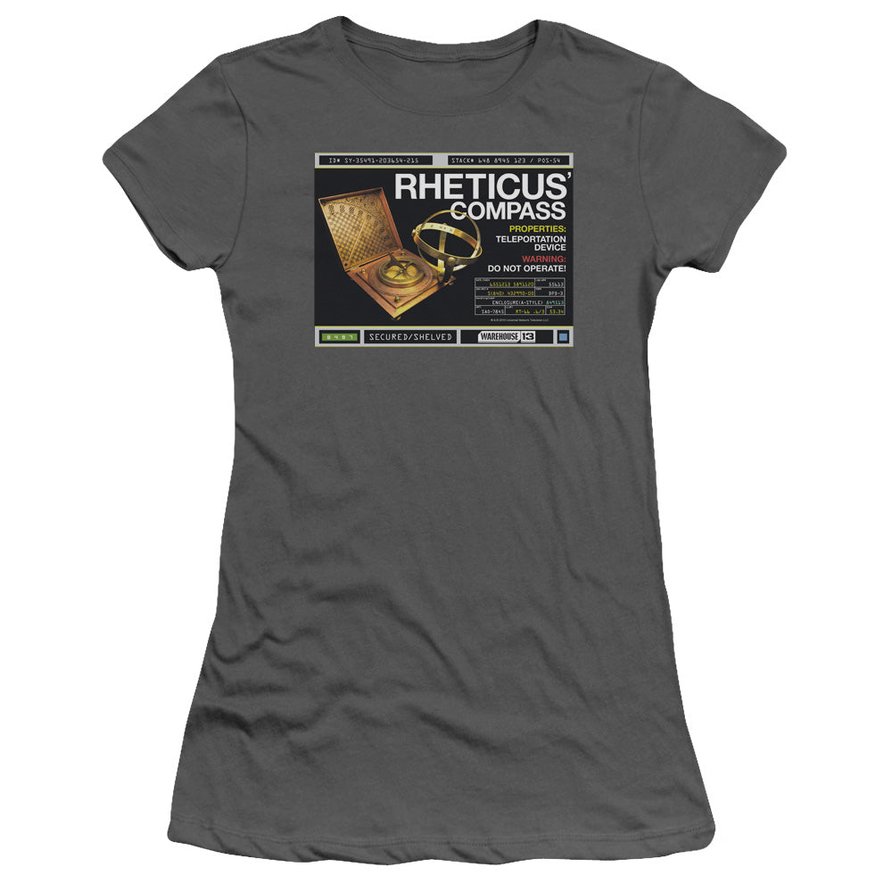 Warehouse 13 - Rheticus Compass - Short Sleeve Junior Sheer - Charcoal T-shirt