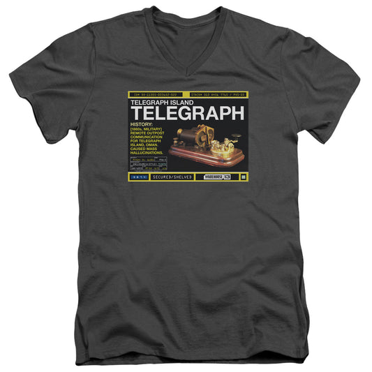 Warehouse 13 - Telegraph Island - Short Sleeve Adult V-neck - Charcoal T-shirt