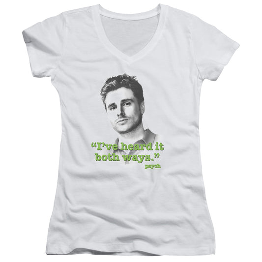 Psych - Both Ways - Junior V-neck - White