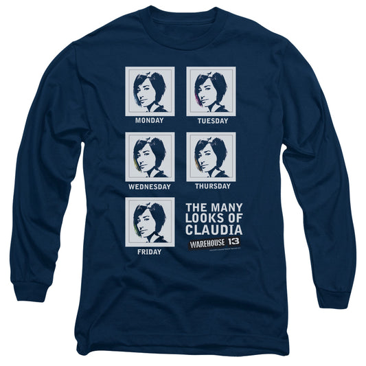 Warehouse 13 - Many Looks - Long Sleeve Adult 18/1 - Navy T-shirt