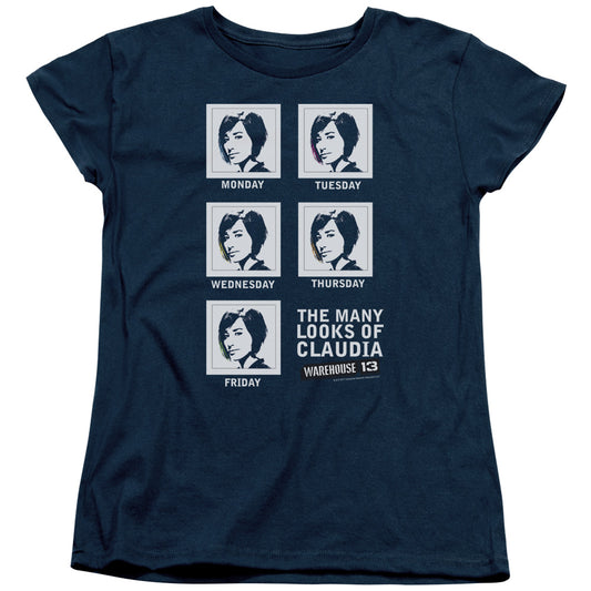 Warehouse 13 - Many Looks - Short Sleeve Womens Tee - Navy T-shirt