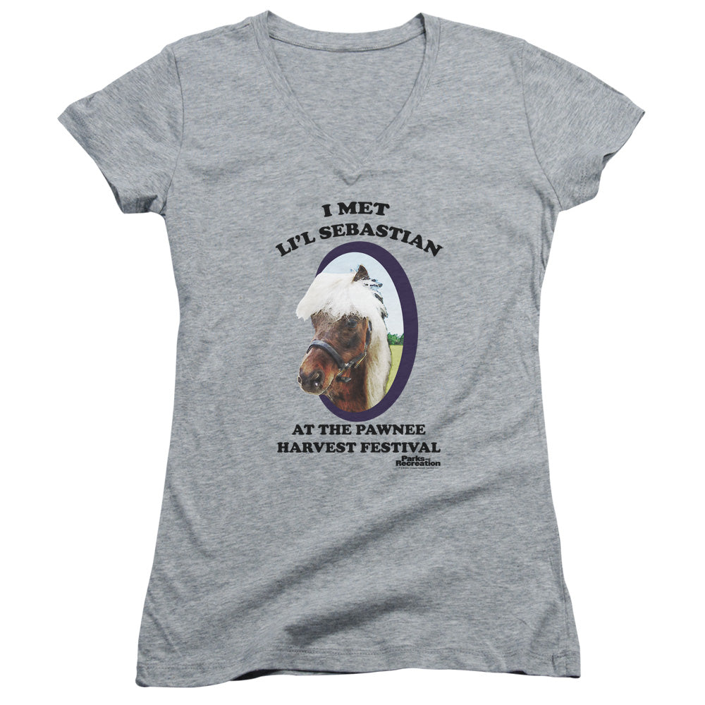 Parks And Rec - Lil Sebastian - Junior V-neck - Athletic Heather