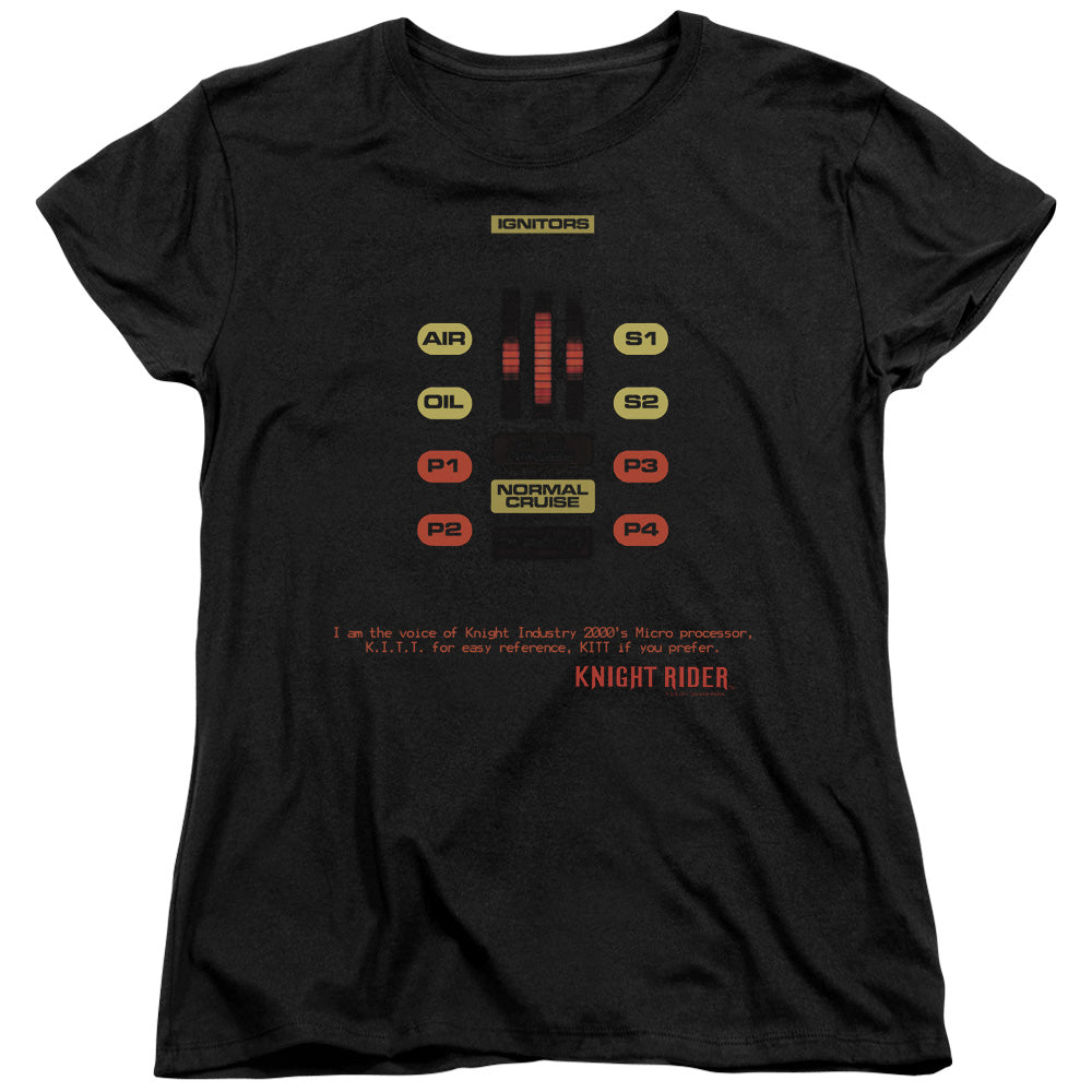 Knight Rider - Kitt Consol - Short Sleeve Womens Tee - Black T-shirt