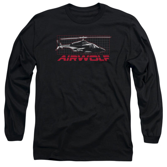 Airwolf - Grid - Long Sleeve Adult 18/1 - Black - Sm - Black T-shirt