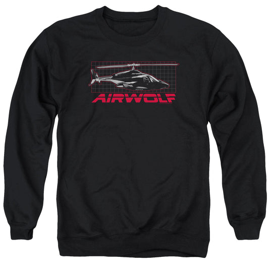 Airwolf - Grid - Adult Crewneck Sweatshirt - Black