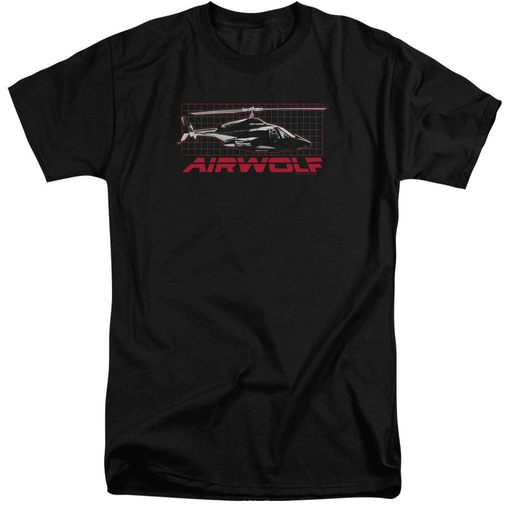 Airwolf - Grid - Short Sleeve Adult Tall - Black T-shirt