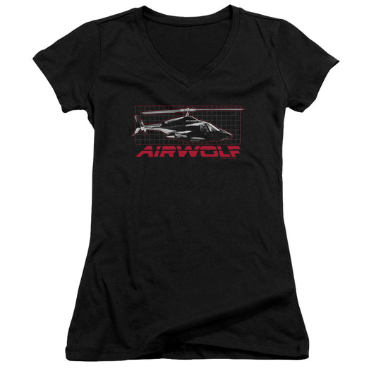 Airwolf Grid - Junior V-neck - Black - Sm - Black