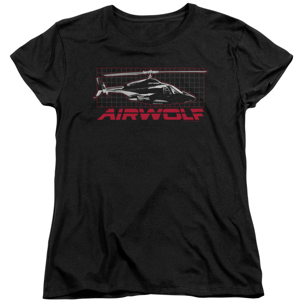 Airwolf - Grid - Short Sleeve Womens Tee - Black - Sm - Black T-shirt