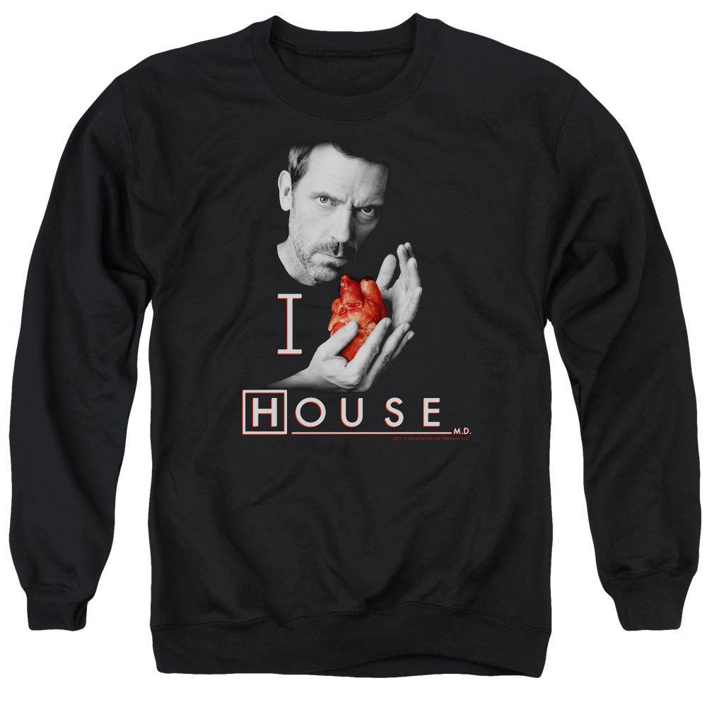 House - I Heart House - Adult Crewneck Sweatshirt - Black