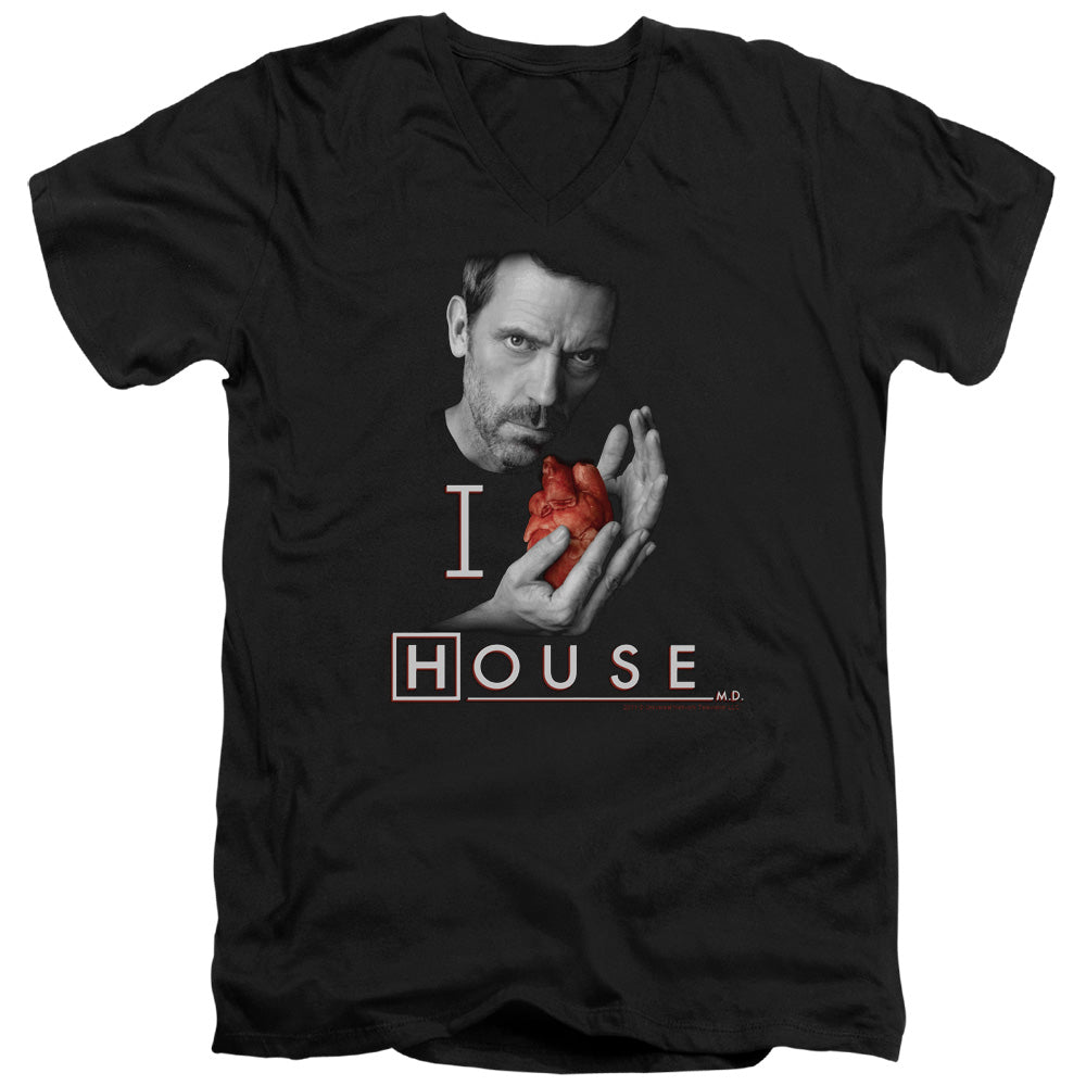 House - I Heart House - Short Sleeve Adult V-neck - Black T-shirt