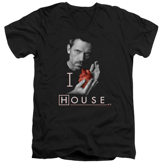 House - I Heart House - Short Sleeve Adult V-neck - Black T-shirt