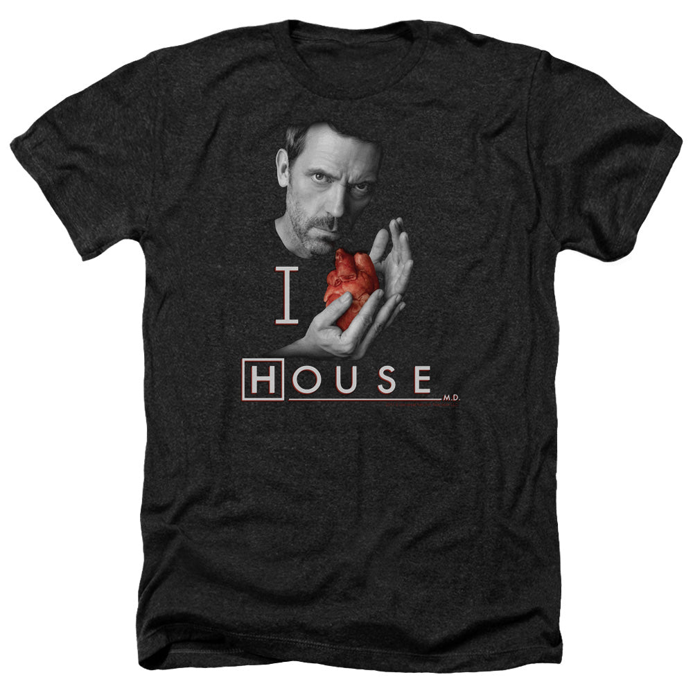 House - I Heart House - Adult Heather-black