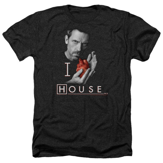 House - I Heart House - Adult Heather-black