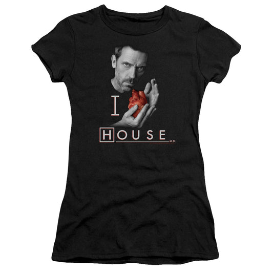 House - I Heart House - Short Sleeve Junior Sheer - Black T-shirt