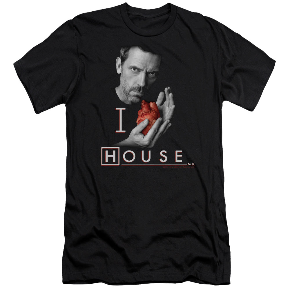 House - I Heart House - Short Sleeve Adult 30/1 - Black T-shirt