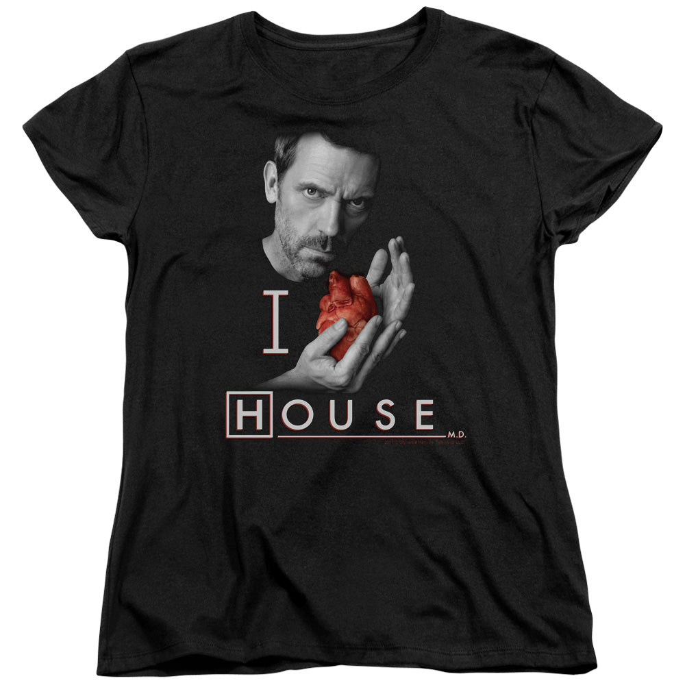 House - I Heart House - Short Sleeve Womens Tee - Black T-shirt
