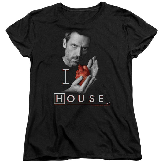 House - I Heart House - Short Sleeve Womens Tee - Black T-shirt