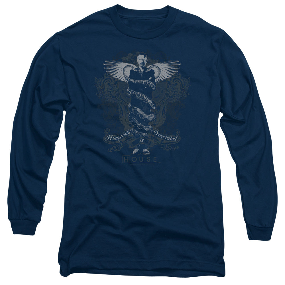 HOUSE HUMANITY IS OVERRATED - L/S ADULT 18/1 - NAVY T-Shirt
