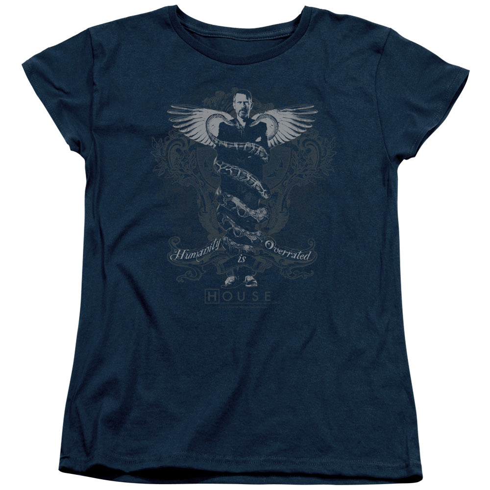 House - Humanity Is Overrated - Short Sleeve Womens Tee - Navy T-shirt