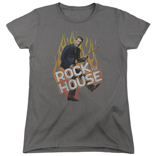 House - Rock The House - Short Sleeve Womens Tee - Charcoal T-shirt