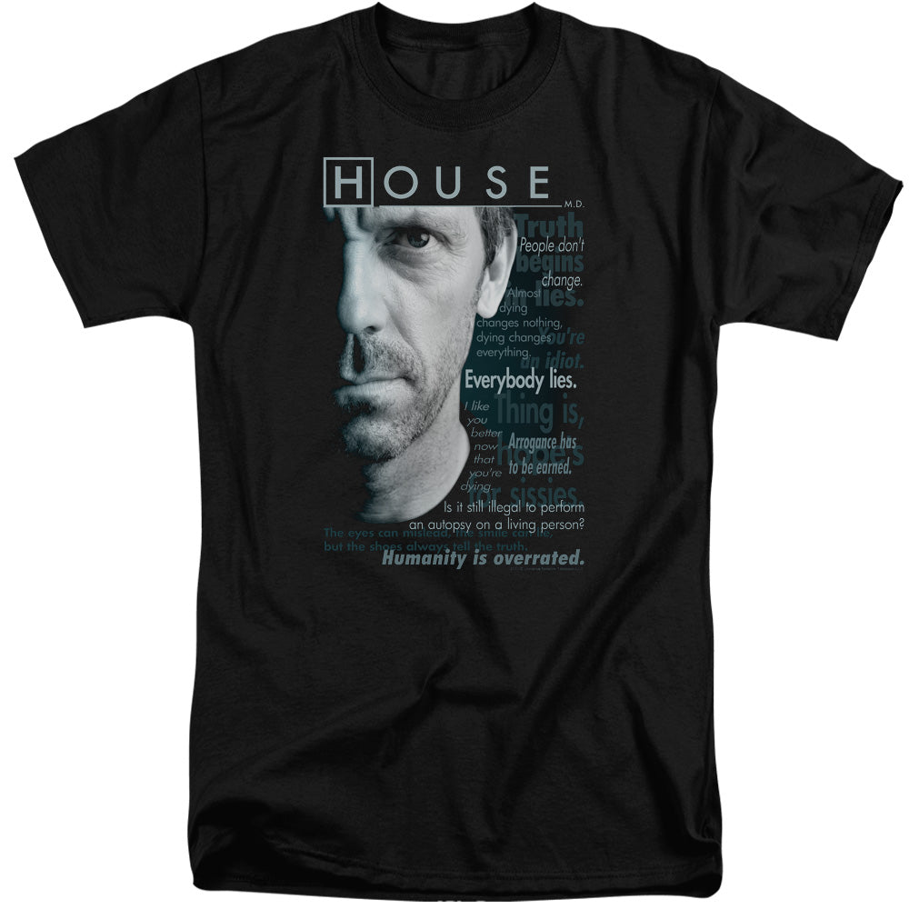 House - Houseisms - Short Sleeve Adult Tall - Black T-shirt