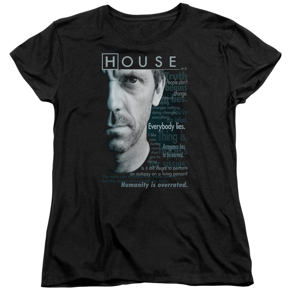 House - Houseisms - Short Sleeve Womens Tee - Black T-shirt