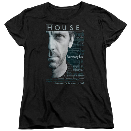 House - Houseisms - Short Sleeve Womens Tee - Black T-shirt