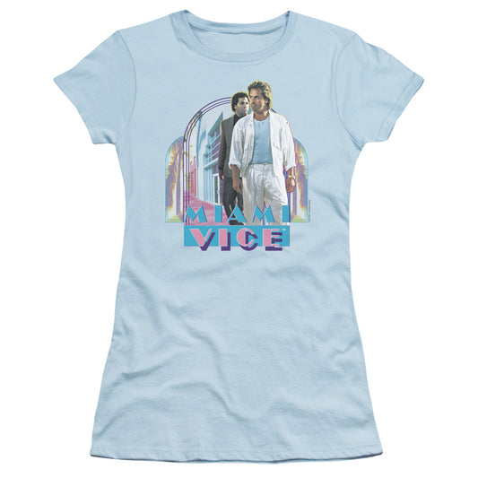 Miami Vice - Miami Heat - Short Sleeve Junior Sheer - Light Blue T-shirt