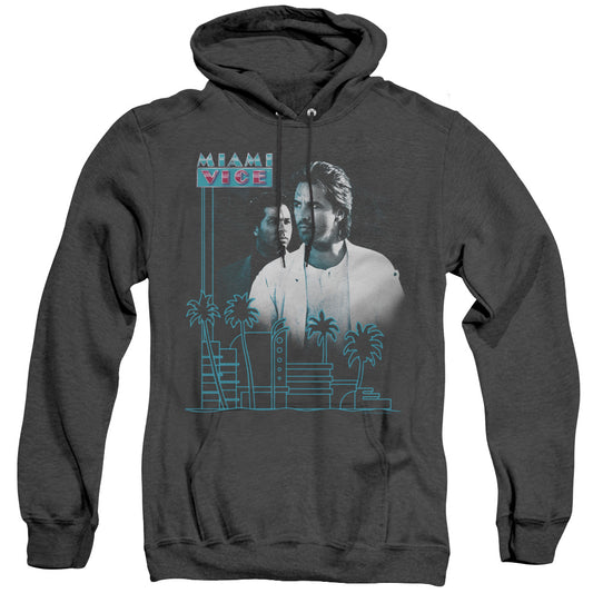 Miami Vice - Looking Out - Adult Heather Hoodie - Black