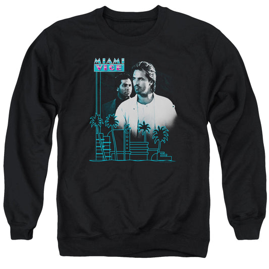 Miami Vice - Looking Out - Adult Crewneck Sweatshirt - Black
