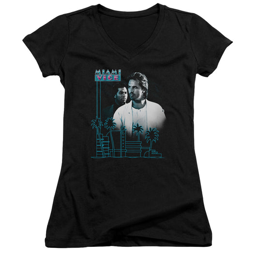 Miami Vice - Looking Out - Junior V-neck - Black