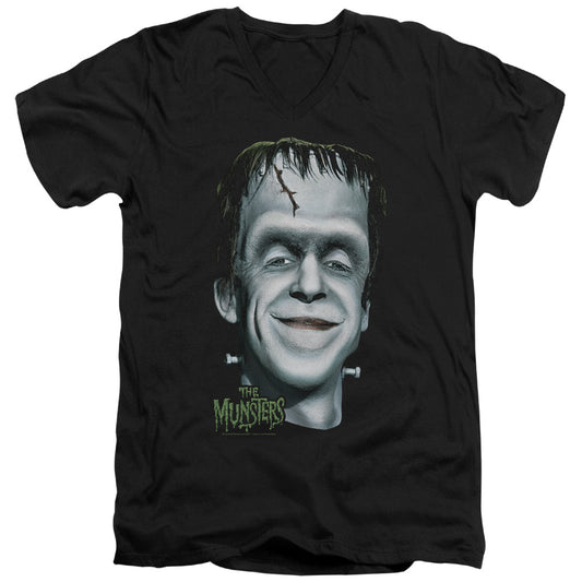The Munsters - Hermans Head - Short Sleeve Adult V-neck - Black T-shirt