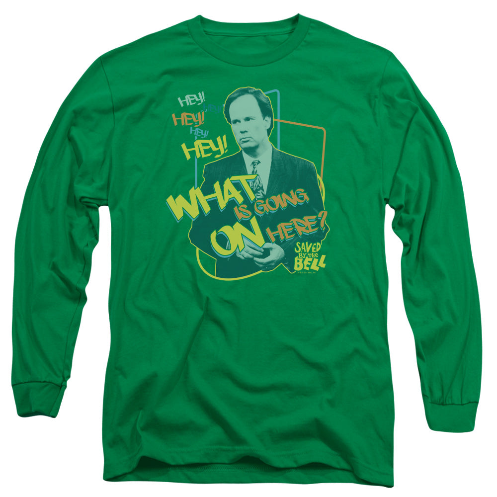 Saved By The Bell - Mr. Belding - Long Sleeve Adult 18/1 - Kelly Green T-shirt