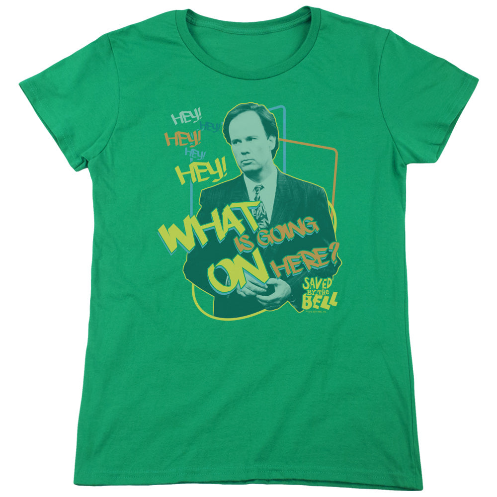 Saved By The Bell - Mr. Belding - Short Sleeve Womens Tee - Kelly Green T-shirt