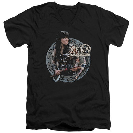 Xena - The Warrior - Short Sleeve Adult V-neck 30/1 - Black T-shirt