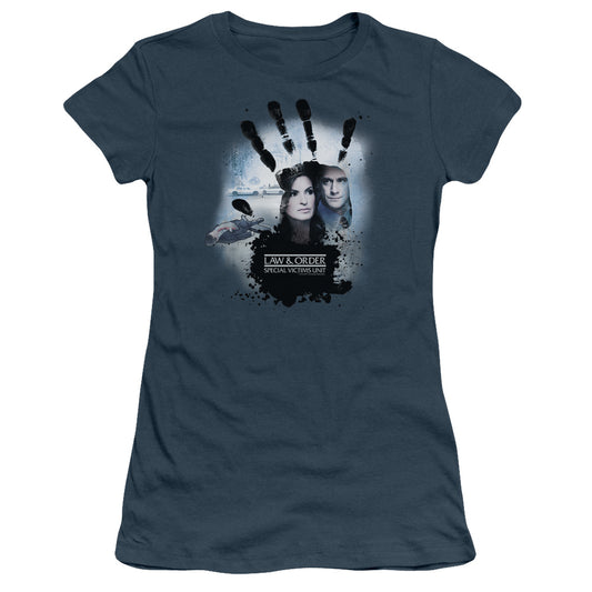 Law And Order Svu - Hand - Short Sleeve Junior Sheer - Indigo T-shirt
