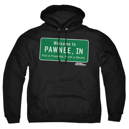 Parks And Rec - Pawnee Sign - Adult Pull-over Hoodie - Black
