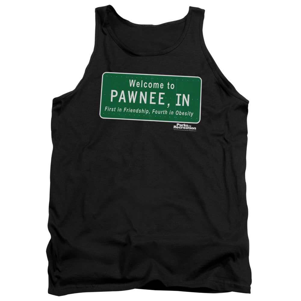 Parks And Rec - Pawnee Sign - Adult Tank - Black