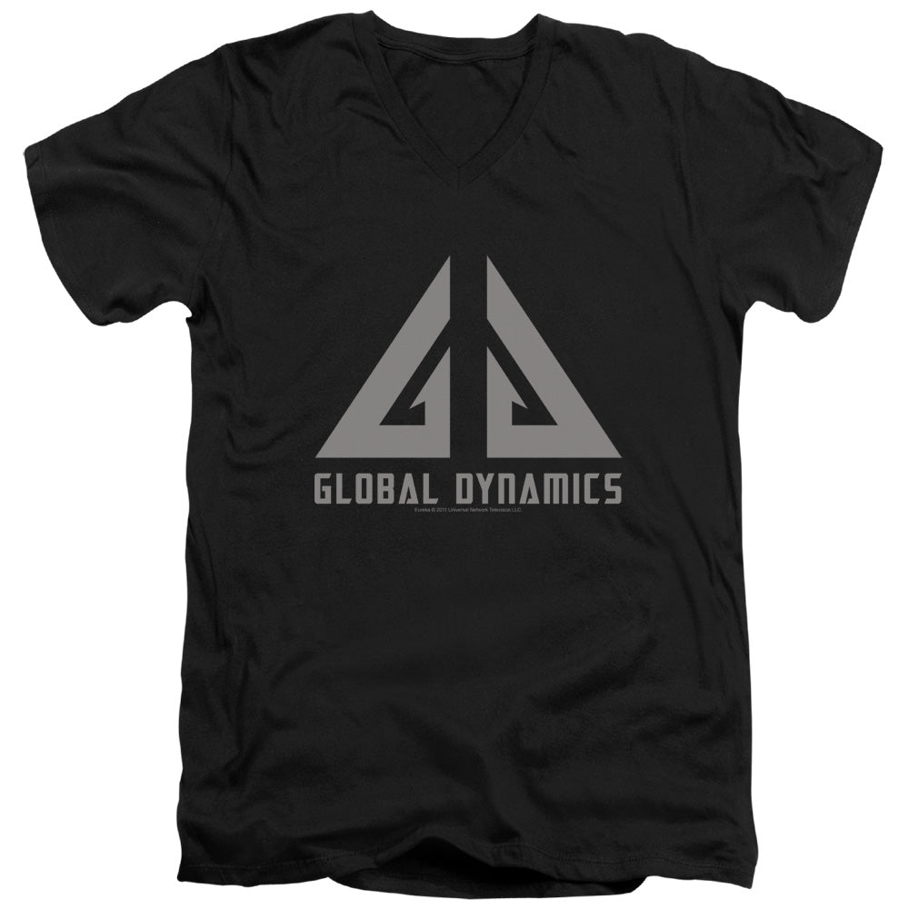 Eureka - Global Dynamics Logo - Short Sleeve Adult V-neck 30/1 - Black T-shirt