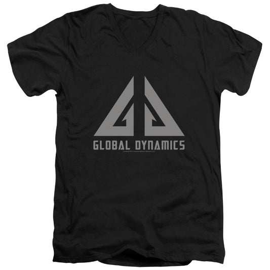 Eureka - Global Dynamics Logo - Short Sleeve Adult V-neck 30/1 - Black T-shirt