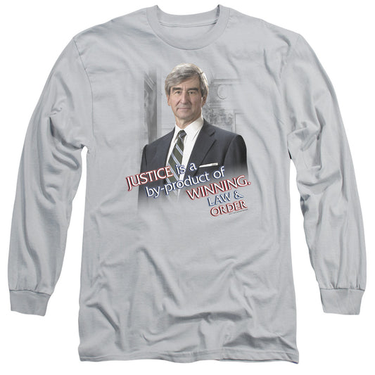 Law And Order - Jack Mccoy - Long Sleeve Adult 18/1 - Silver T-shirt