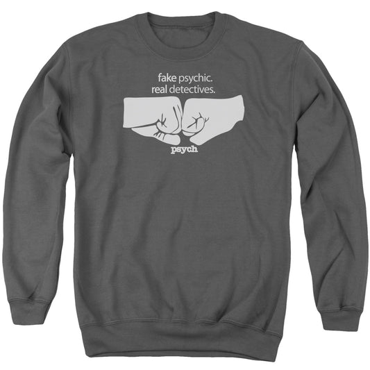 Psych - Fist Bump - Adult Crewneck Sweatshirt - Charcoal